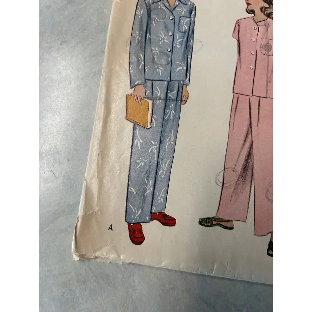 Vintage 1940's‎ McCall Pattern #5449 Girls Two Piece Pajamas Size 8